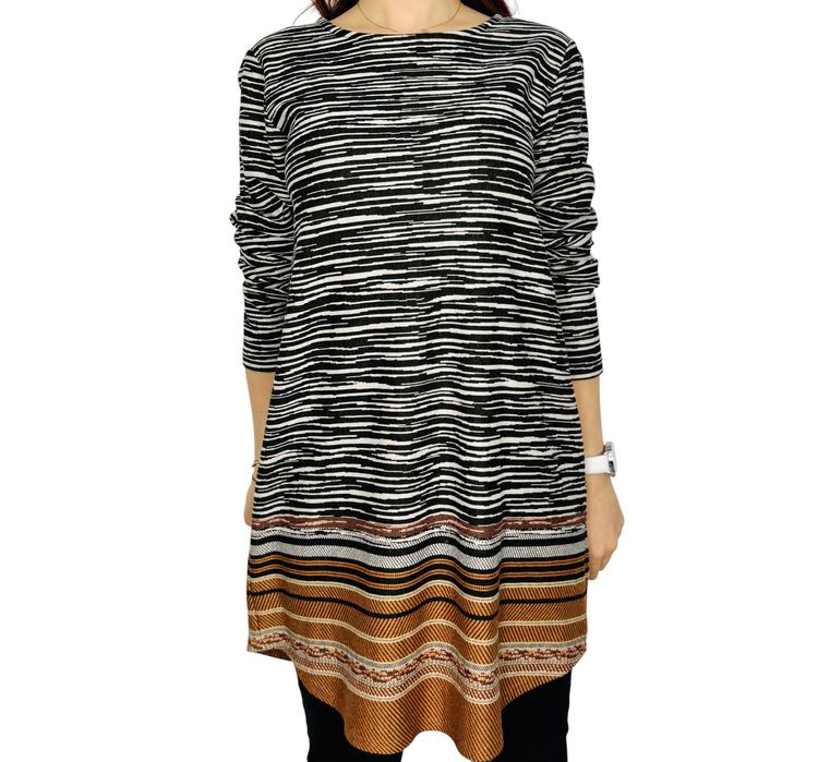 Tunika w paski z wzorzystym dołem L 40