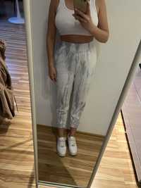 Spodnie damskie dresowe biało szare Zara S nowe