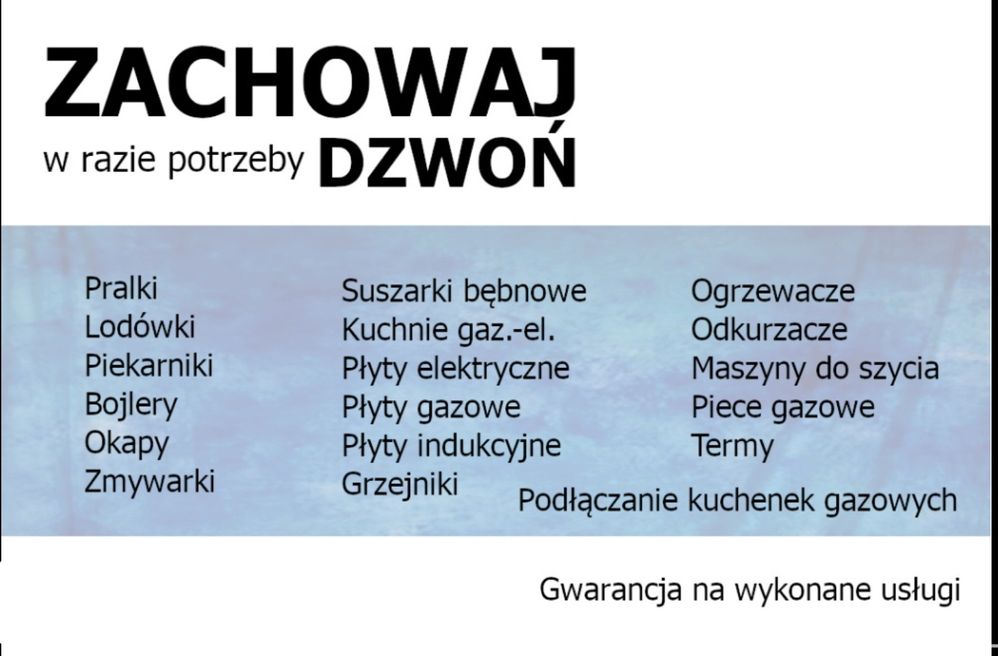 Serwis AGD Naprawa pralek lodówek piekarnikow zmywarek pieców