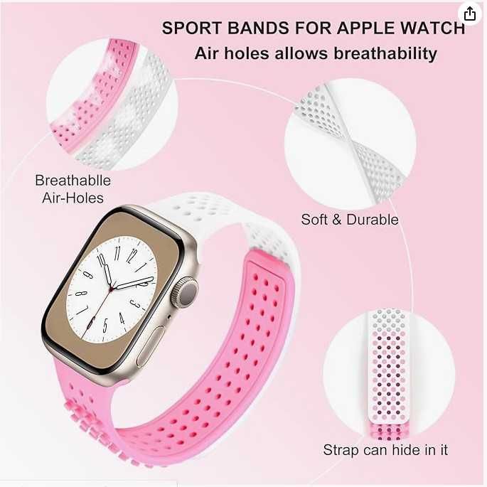 Pasek do zegarków Apple Watch 42/44mm biało-różowy Coholl