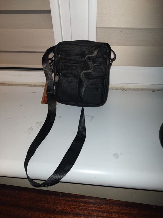 Сумка шкірзам чорна чоловіча