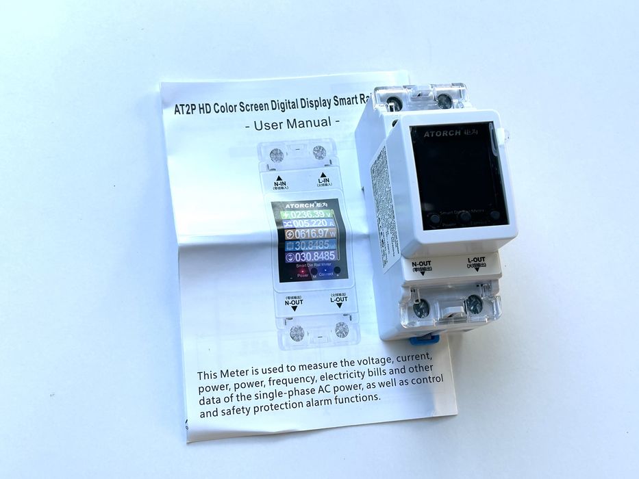 Счетчик электроэнергии WiFi 100А 220В DIN ATORCH AT2PW