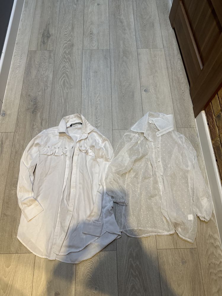 Zdobne białe koszule Zara rozmiar xs