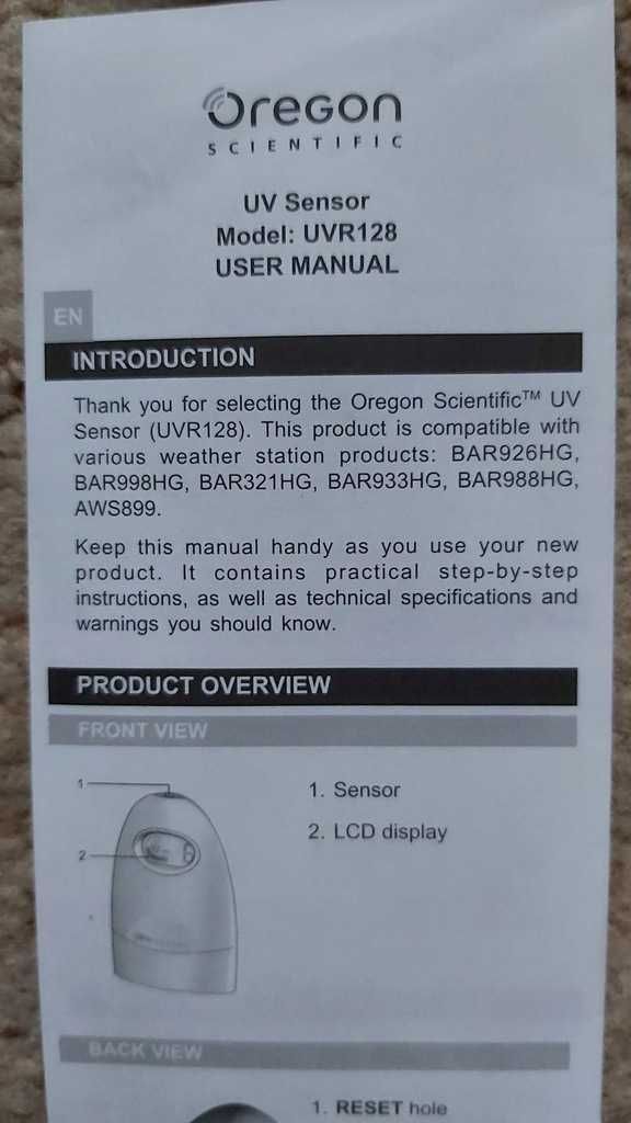 Czujnik Oregon UVR128