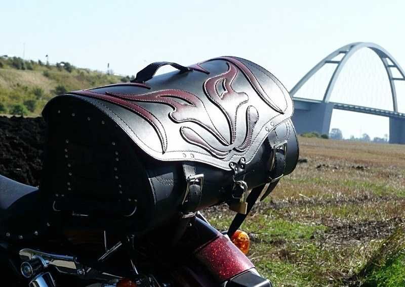 Kufer skórzany motocyklowy K22 RED DEMON A, B producent SAKO