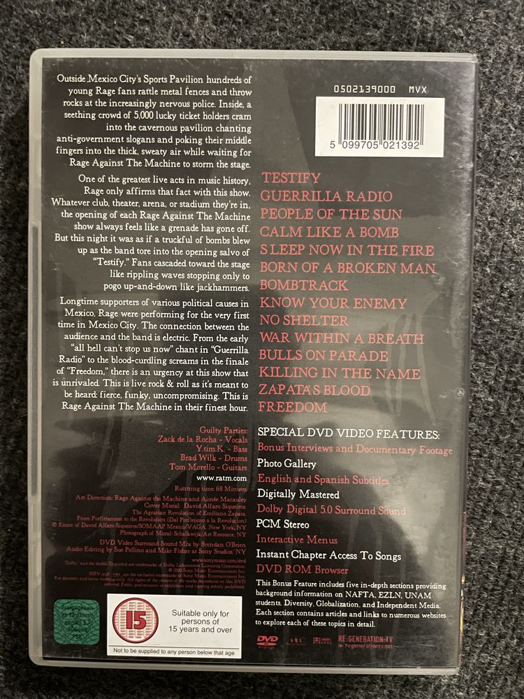DVD Rage Against the Machine