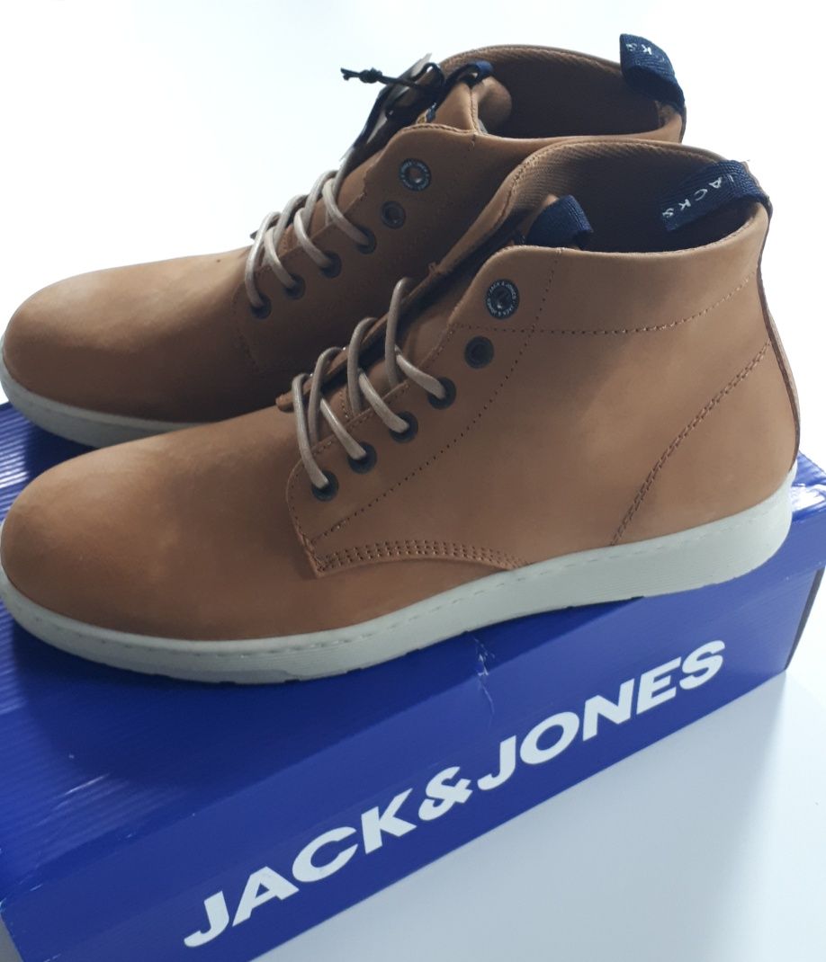 Buty męskie za kostkę z nubuku beżowe Jack&Jones 43