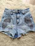 36 Szorty jeans z cekinami spodenki krótkie skrzydla