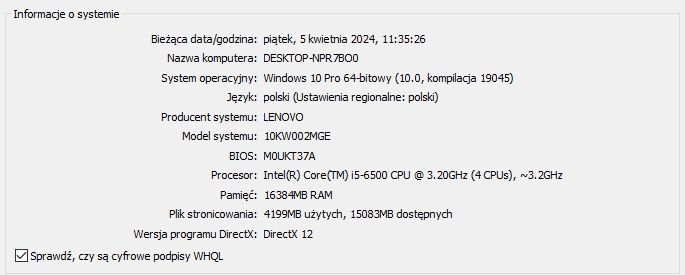 Komputer NVIDIA GEFORCE GTX 1050 I5-6500