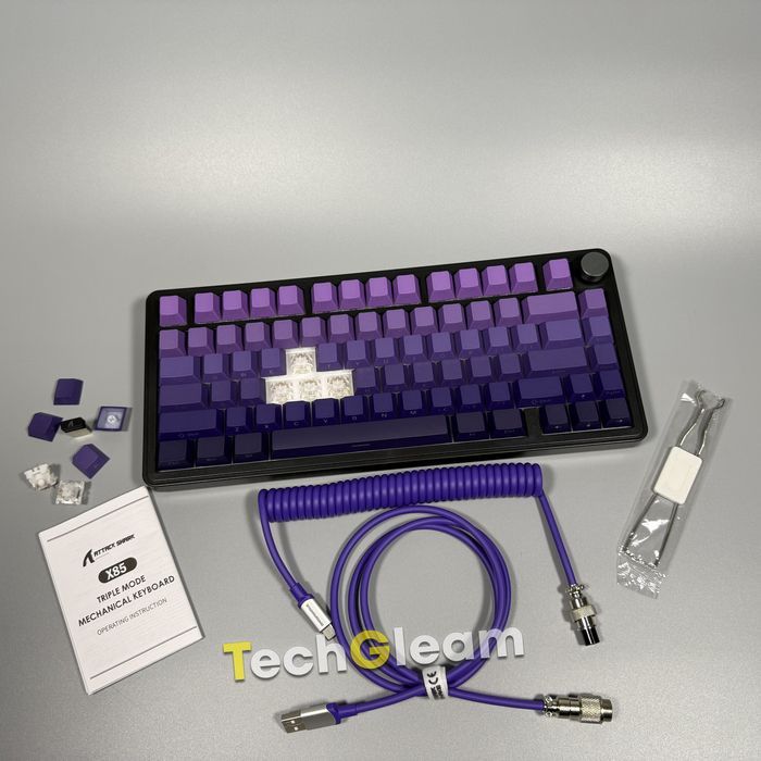 Ігрова бездротова клавіатура ATTACK SHARK X85,Purple Gradient,