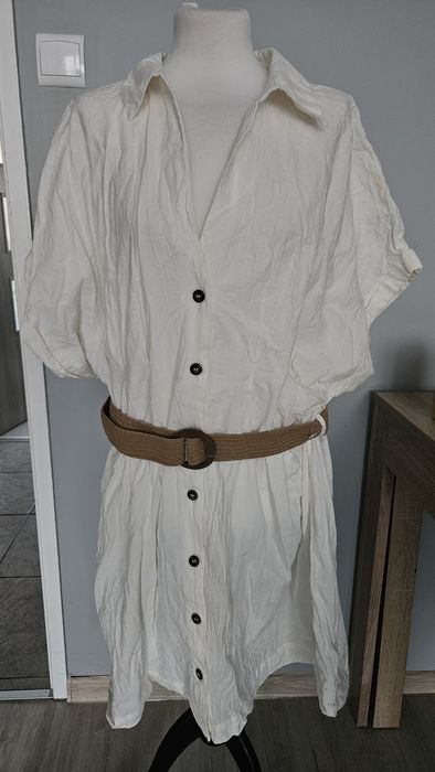 Bluzka tunika na krótki rękaw len nowa