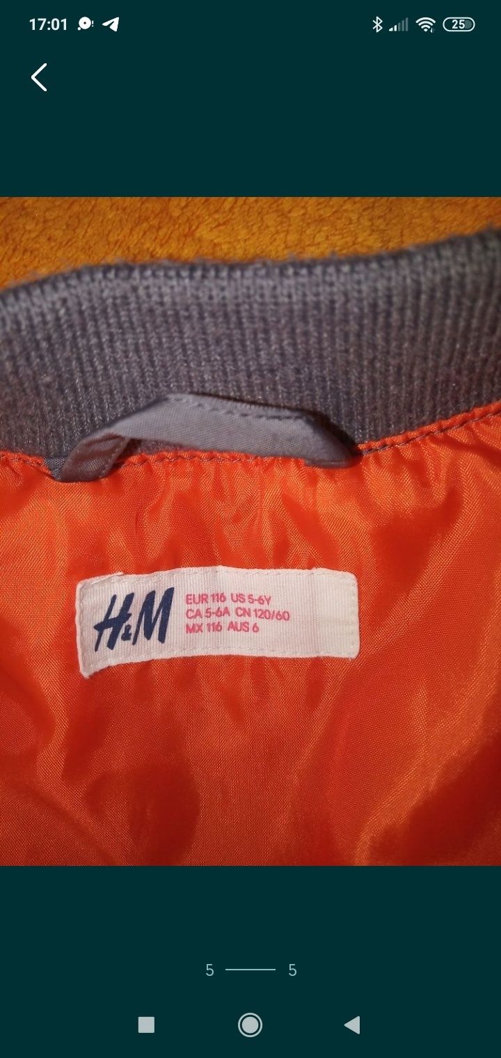 Куртка h&m, бомбер hm 4-6років, 110-116см