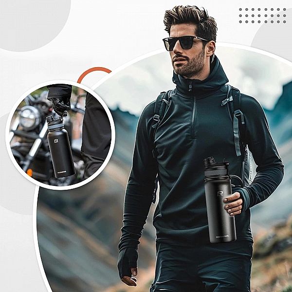 Bidon termiczny Rockbros rowerowy na napoje 620 ml - czarny