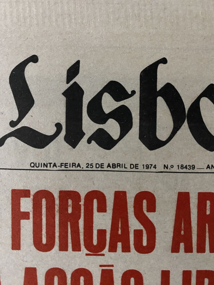 Jornal Diário de Lisboa, dia 25 de Abril 1974