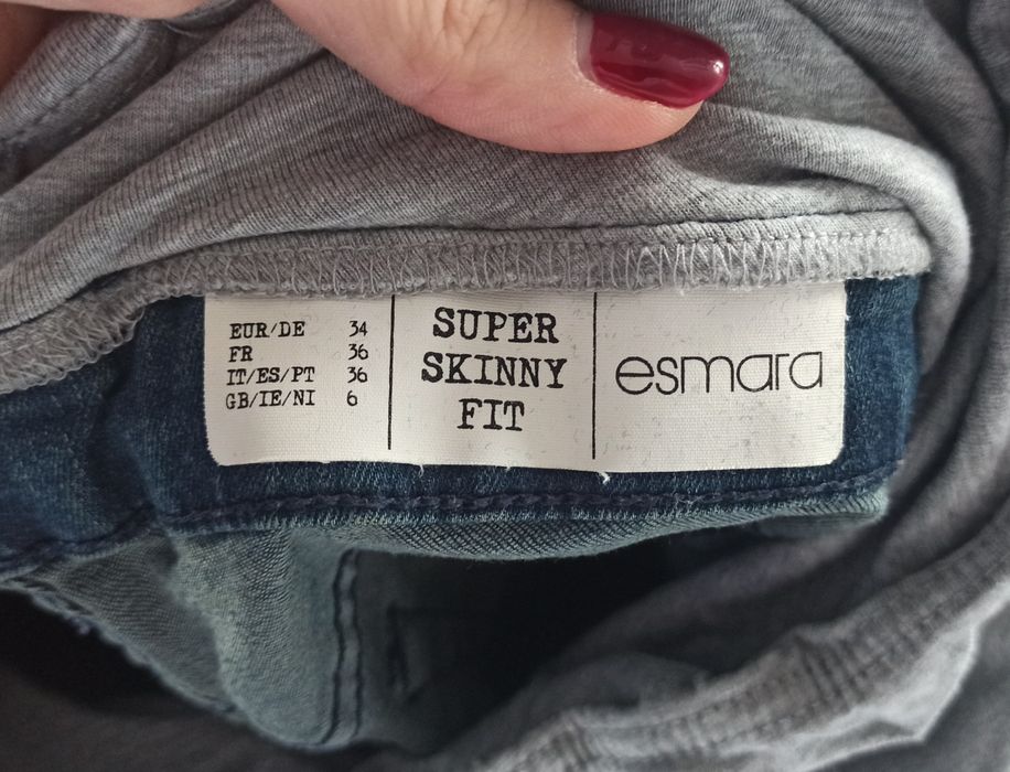 Jeansy ciążowe super skinny fit 34