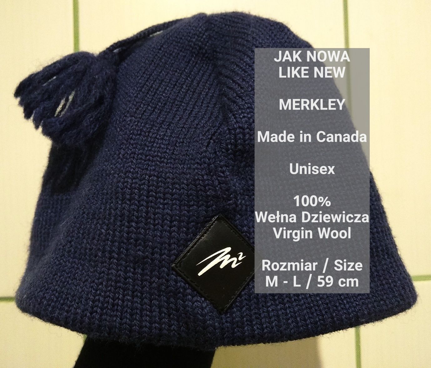 Merkley  Kanadyjska wełniana czapka zimowa, 100% Wełna, M-L / 59 cm
Sp
