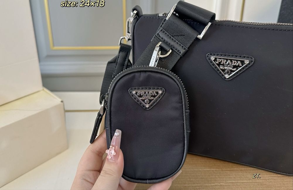 PRADA сумка мужская унисекс черная через плечо