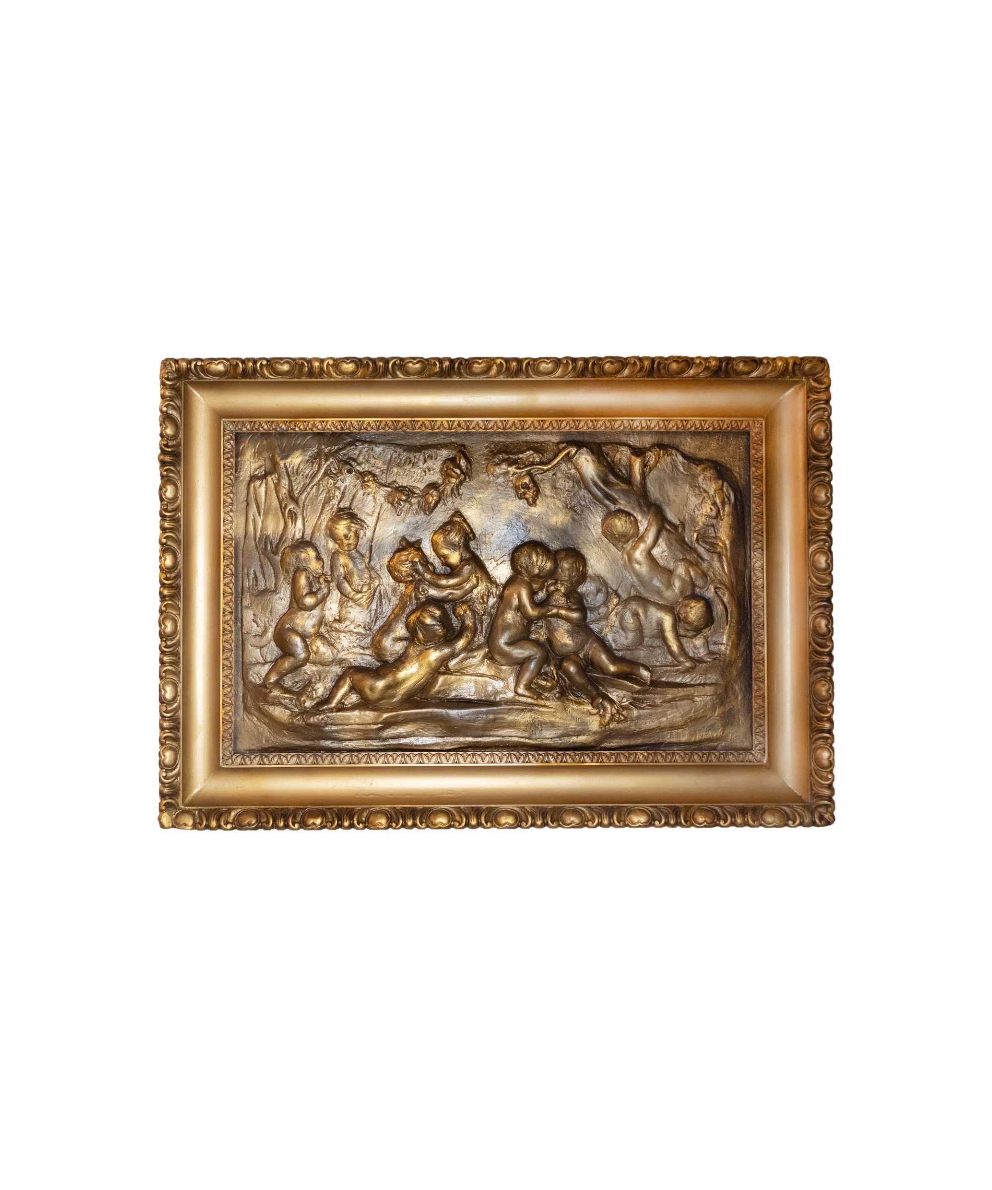 Quadro terracota jardim Paraíso anjos | século XIX