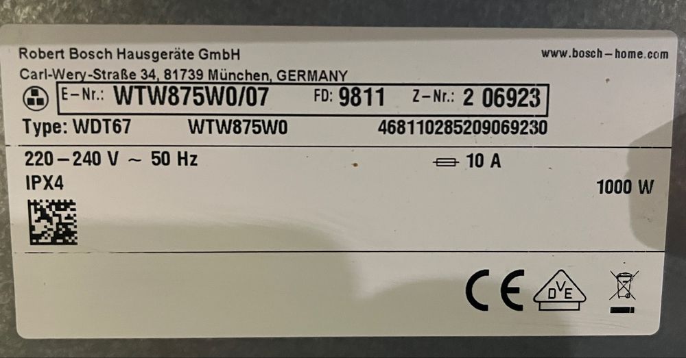 2019рік Сушка сушильная машина Bosch Serie8 з тепловим насосом 1000Вт