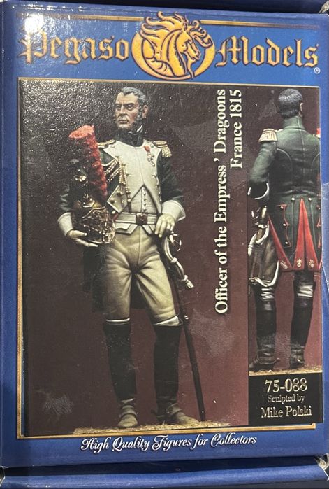 Oficer dragonów gwardii Napoleona/Pegaso Models/figurka/metal/75 mm