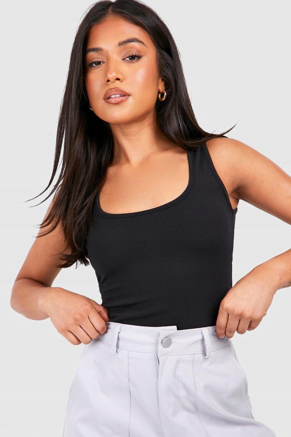 Body Proste Czarne Bez Rękawów Figi Casual Boohoo Petite S 36