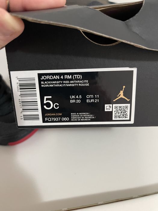 Nike Jordan Black/Varsity Red Anthracite 4RM(TD)