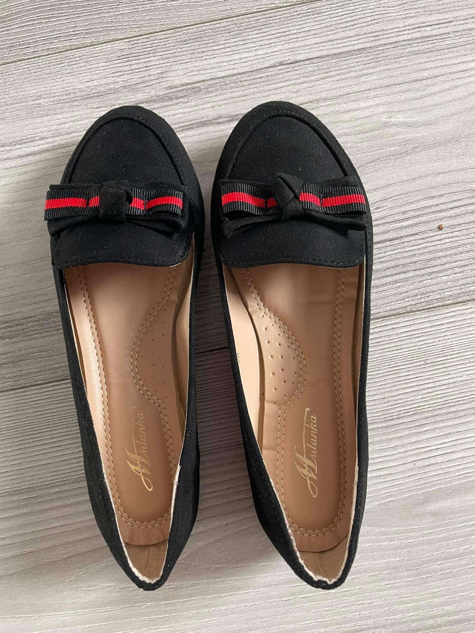 Nowe Złote i Czarne buty damskie balerinki z kokardką rozmiar 36 37