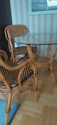 Stół z 3 krzesłami rattan
