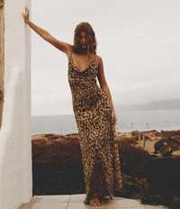 Zara sukienka tiulowa z nadrukiem S zwierzęcy wzór leopard