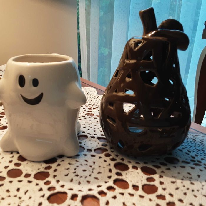 2 rzeczy kubek duszek i lamipon gruszka jesienne ozdoby . Nowe