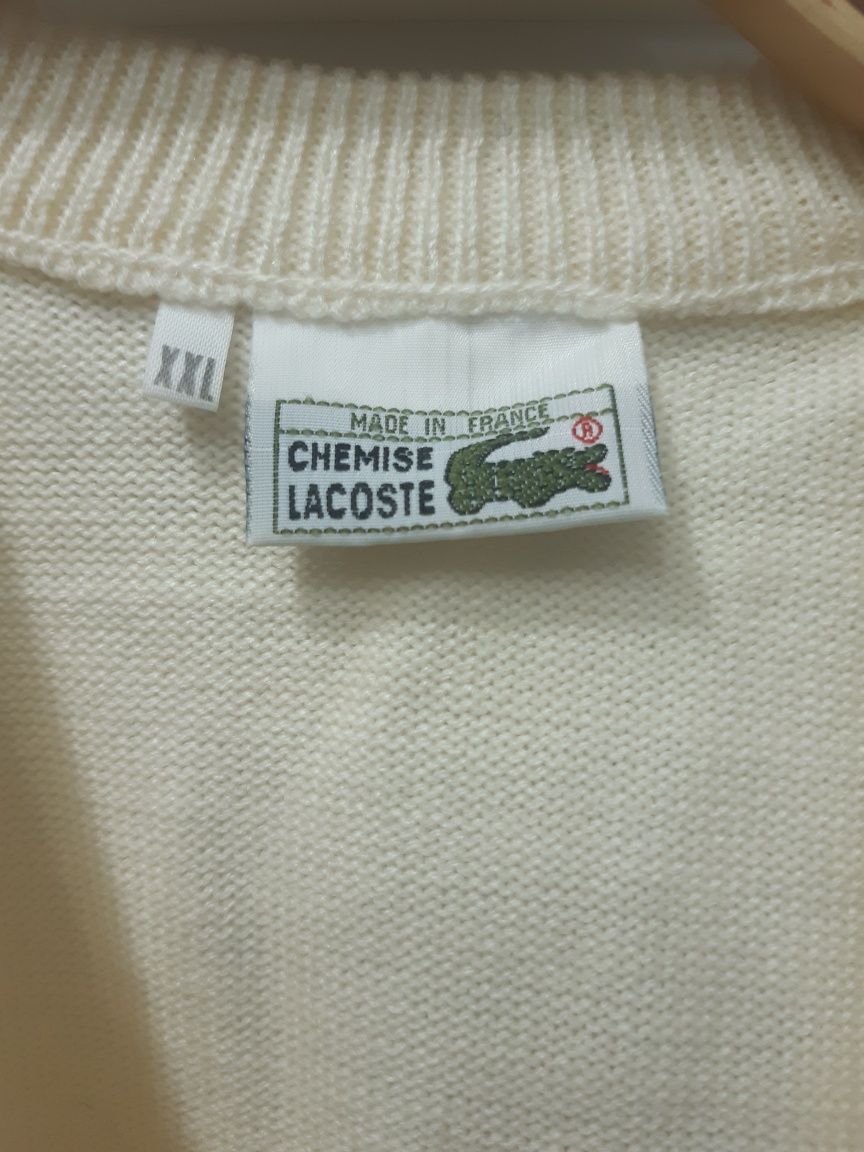 Lacoste oryginalny męski sweter kanarkowy, ecru, żółty XXL