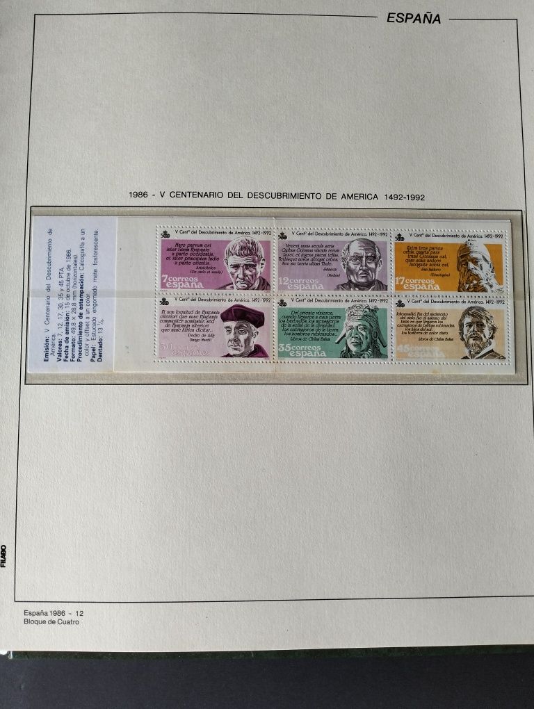 Coleção de blocos de 4 selos, Espanha
