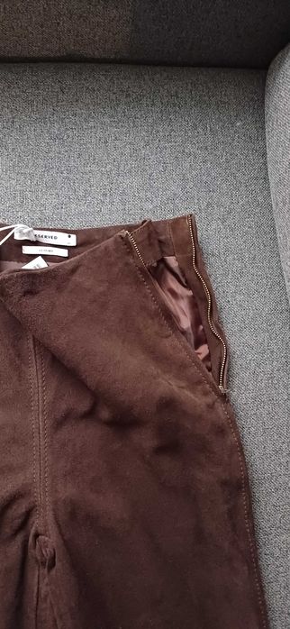 Spodnie z naturalnej skóry/zamsz/ Reserved XS brązowe