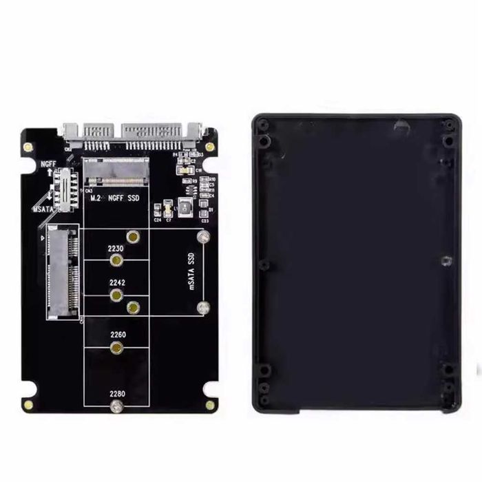 Adapter dysku mSATA + M2 SSD NGFF SATA B-key/ B/M-key  z Obudową  2.5"
