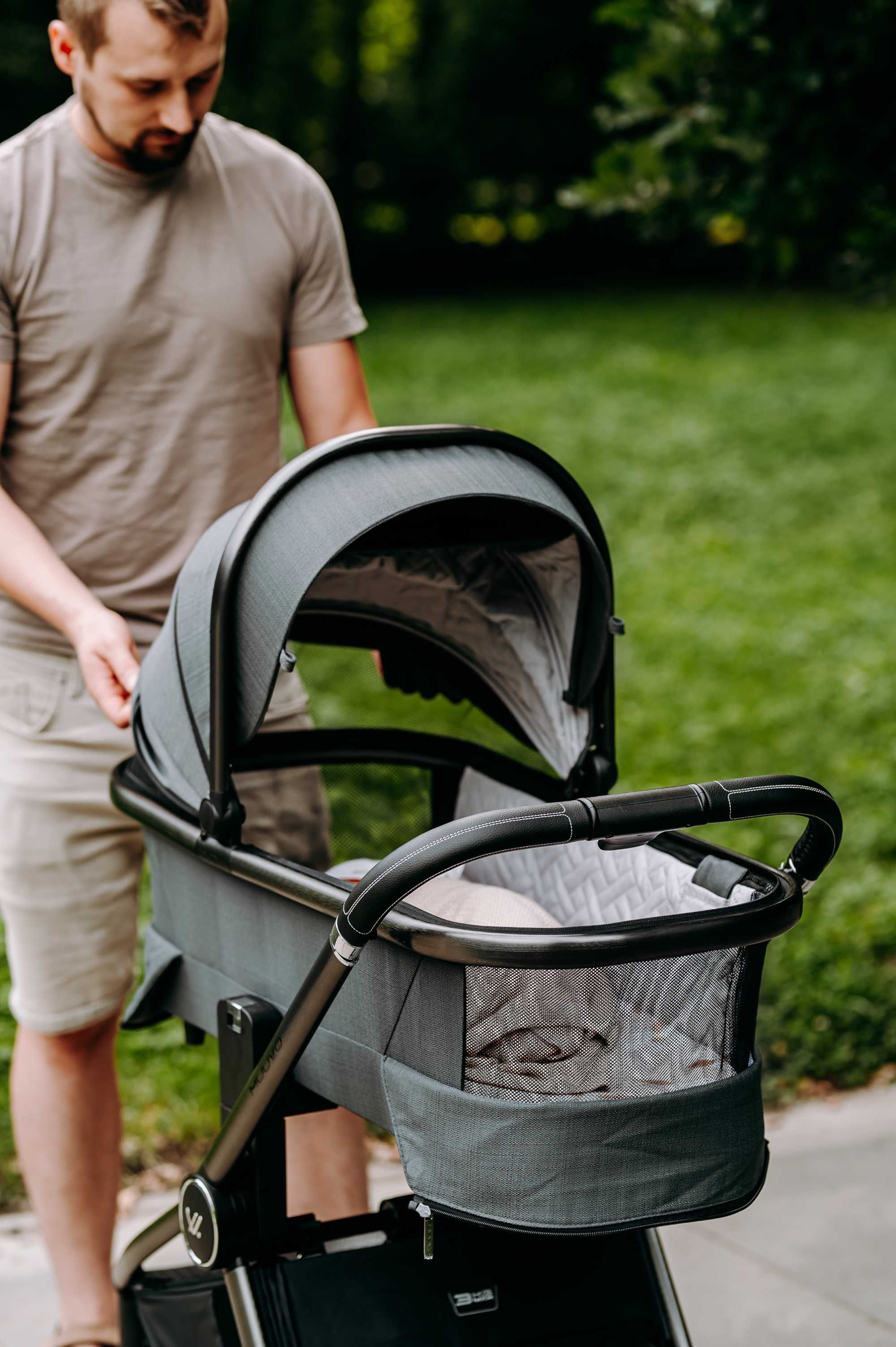 Wózek Muuvo Quick SE2 2w1 Lekki Składany Gondola+Spacerówka +Adaptery