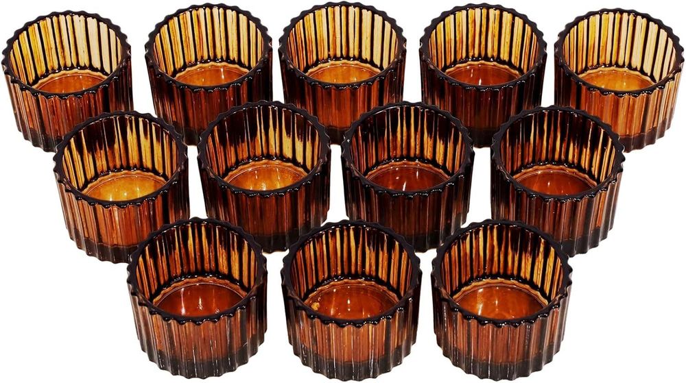 Romadedi zestaw 12 świeczników na podgrzewacze 5,5 x3,8 cm bursztynowe