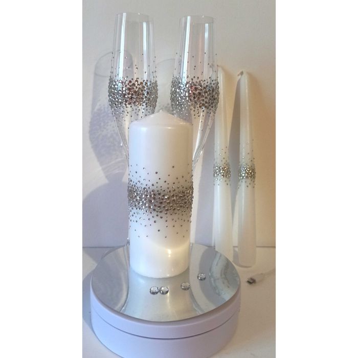 Розкішне весільне вогнище в стразах, весільні свічки, аксесуари Пишіть