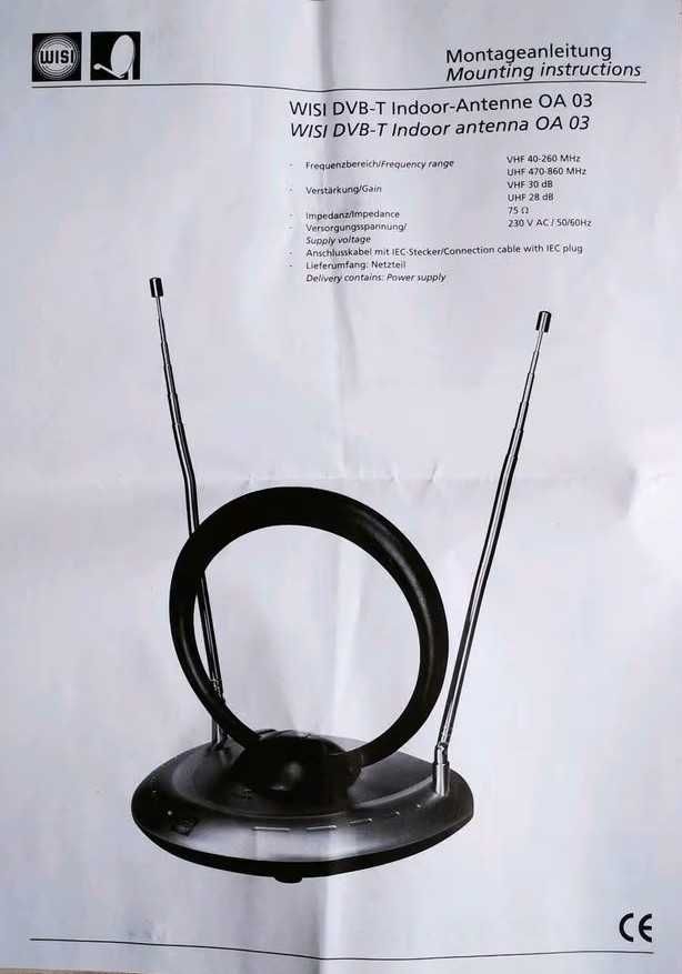 ANTENA wewnętrzna DVB-T Indoor OA 03    WISI - Made in Germany