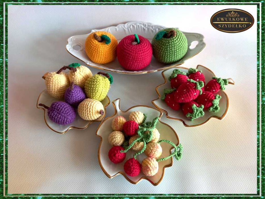 Owoce na szydełku – zestaw nr 3. Szydełkowe jedzenie do zabawy