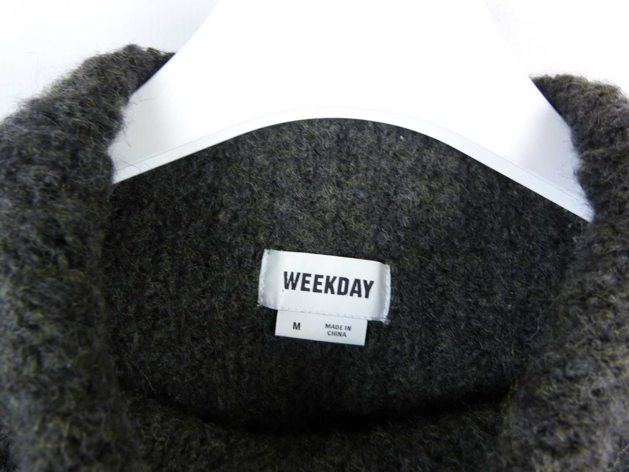Weekday sweter z golfem golf z wełną khaki / M