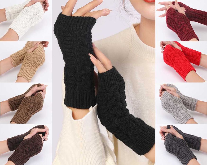 Митенки з хутром всередині теплі рукави чорні мітенки сіре хутро