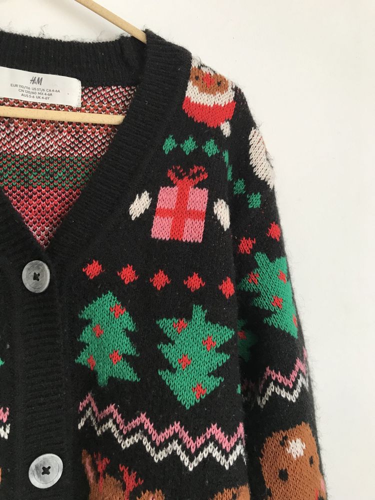 Kardigan sweter świąteczny zimowy H&M 110/116 cm 5/6 lat