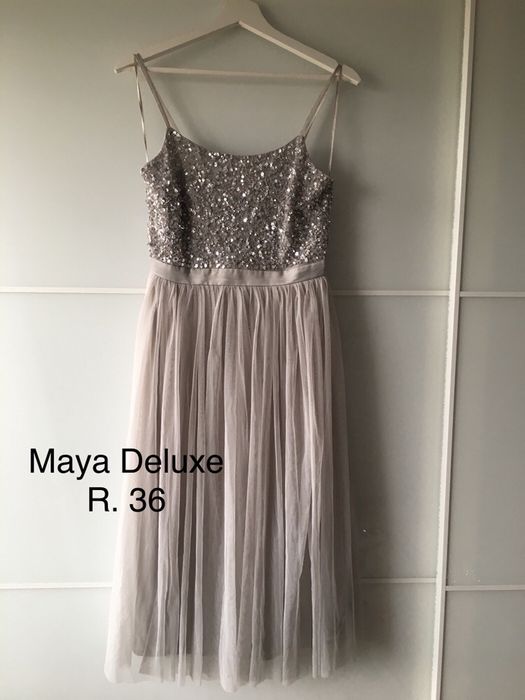 Maya Deluxe r. 36 midi sukienka na wesele tiul cekiny ASOS