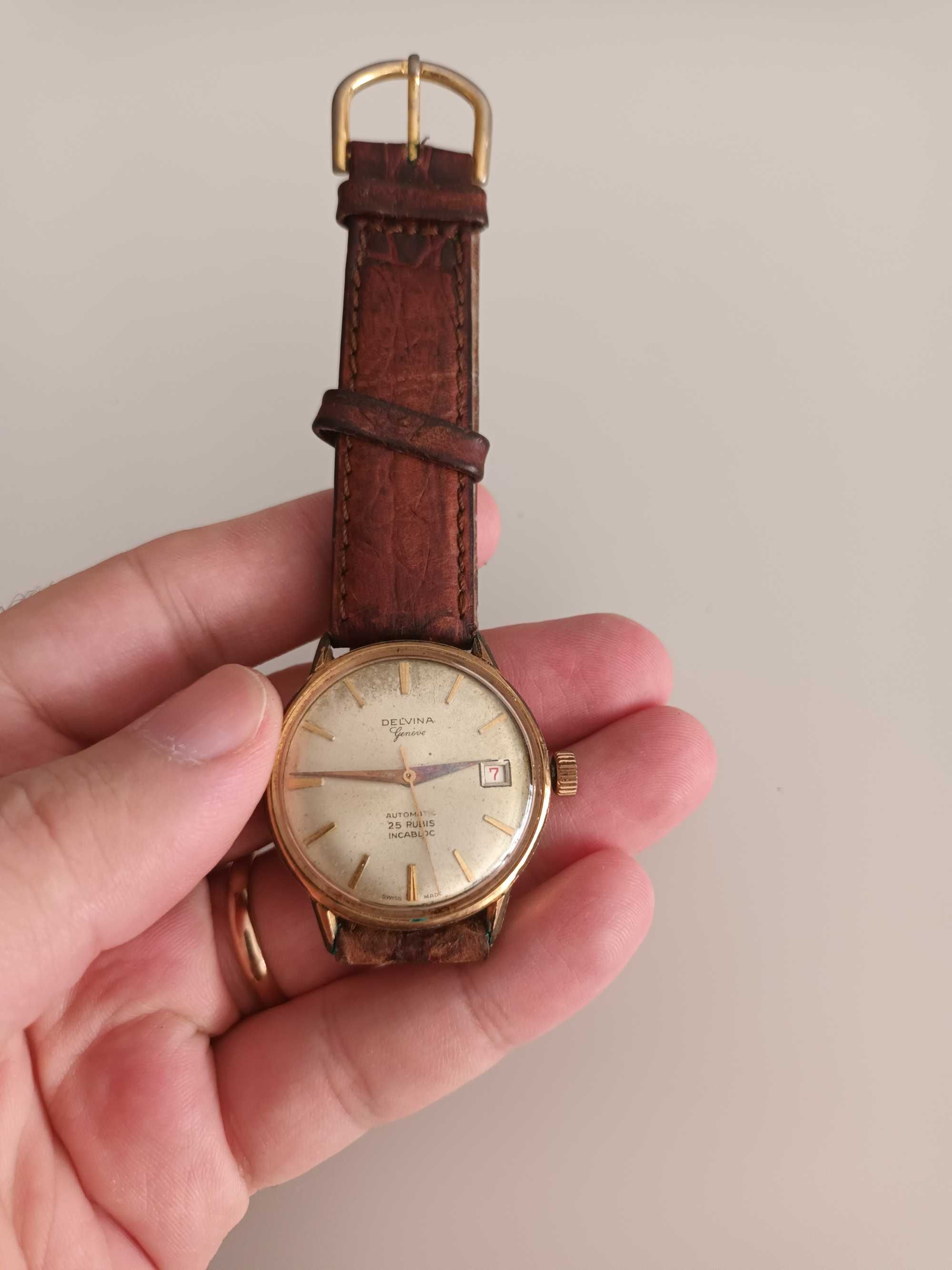 Relógio Delvina Automatic Genève 25 Rubis Incabloc Vintage