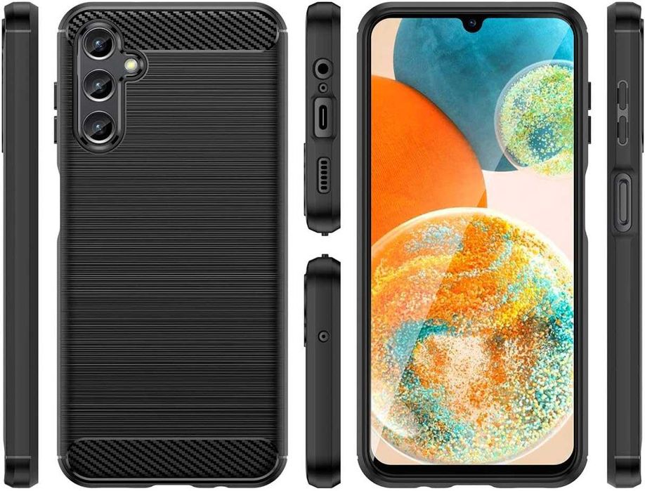 Etui Carbon do Samsung Galaxy A14 4G / A14 5G + Szkło Hartowane