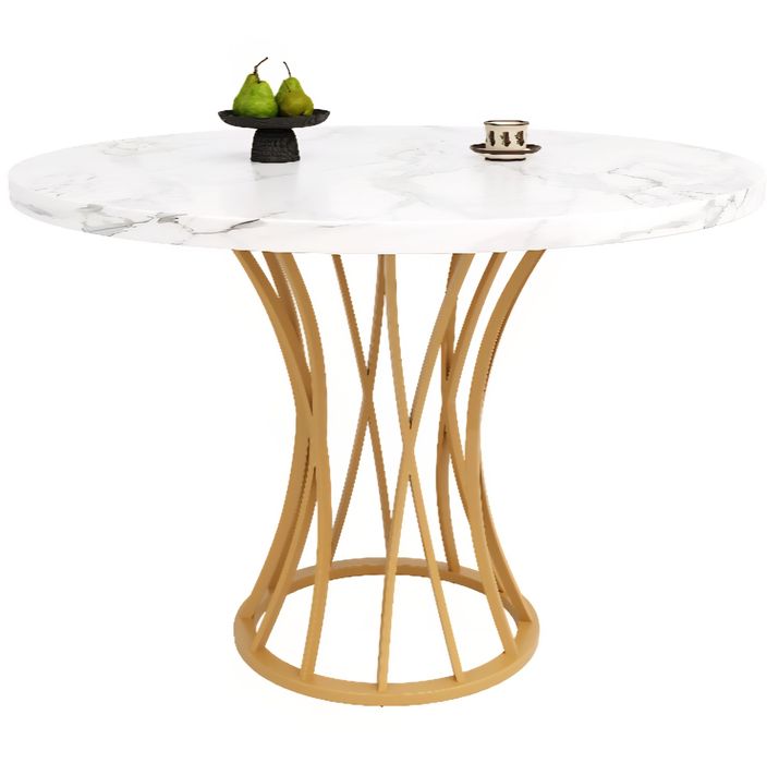 Stół okrągły z blatem marmurowym MDF 80 x 80 x 76 cm