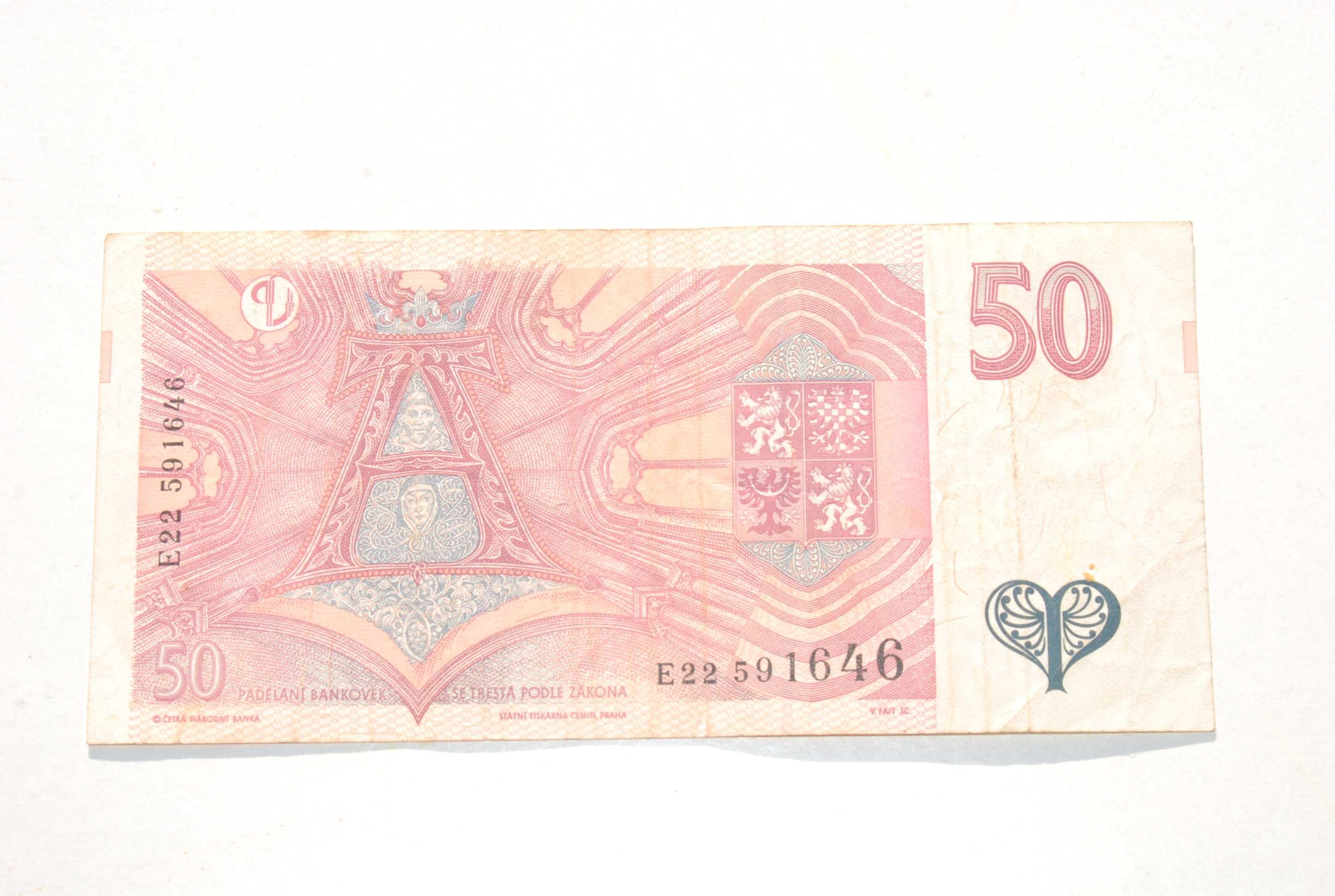 Stary banknot 50 koron Czeskich Czechy 1997 unikat