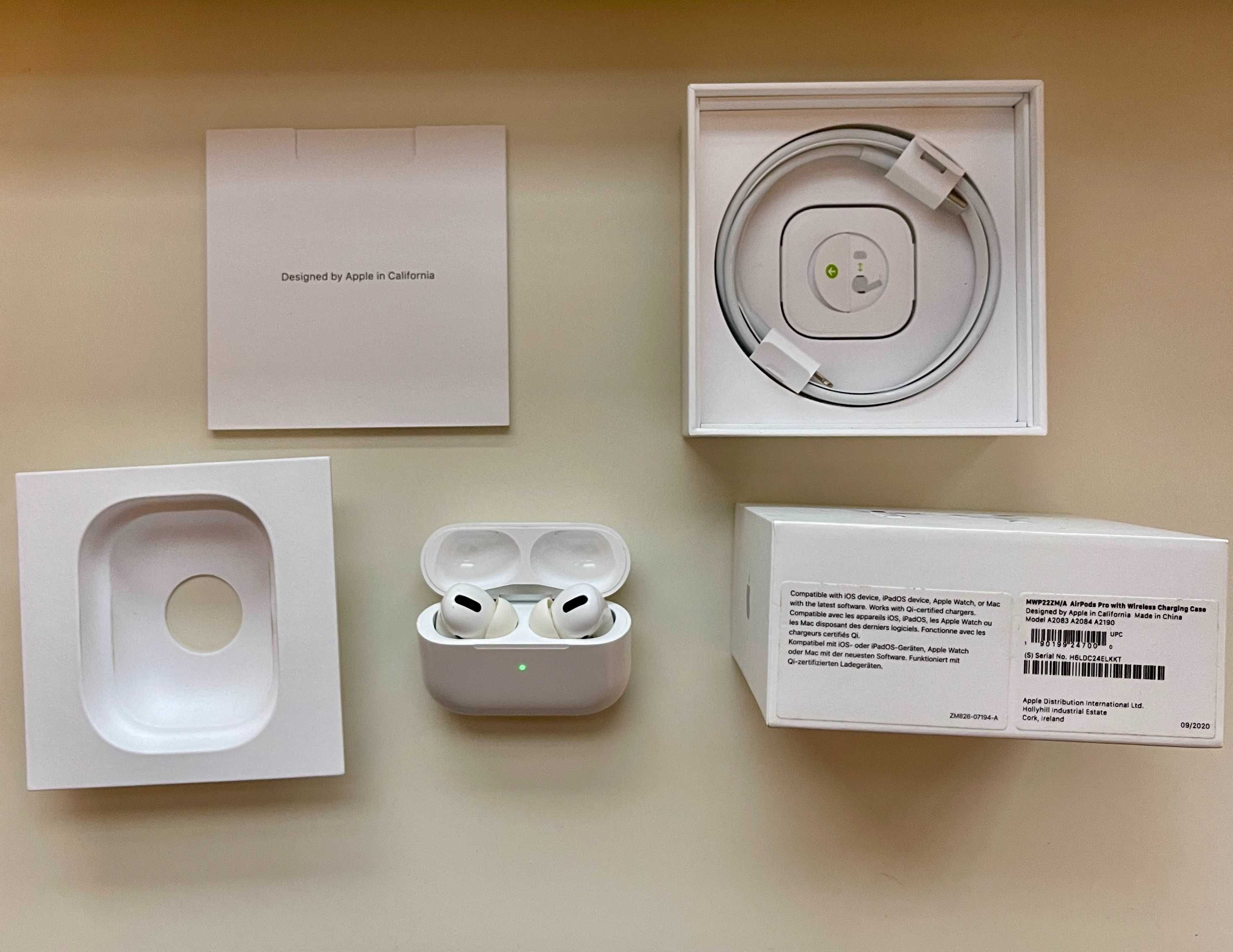 Apple AirPods Pro SAMO etui ładujące pudełko, kabel, gumki oryginał