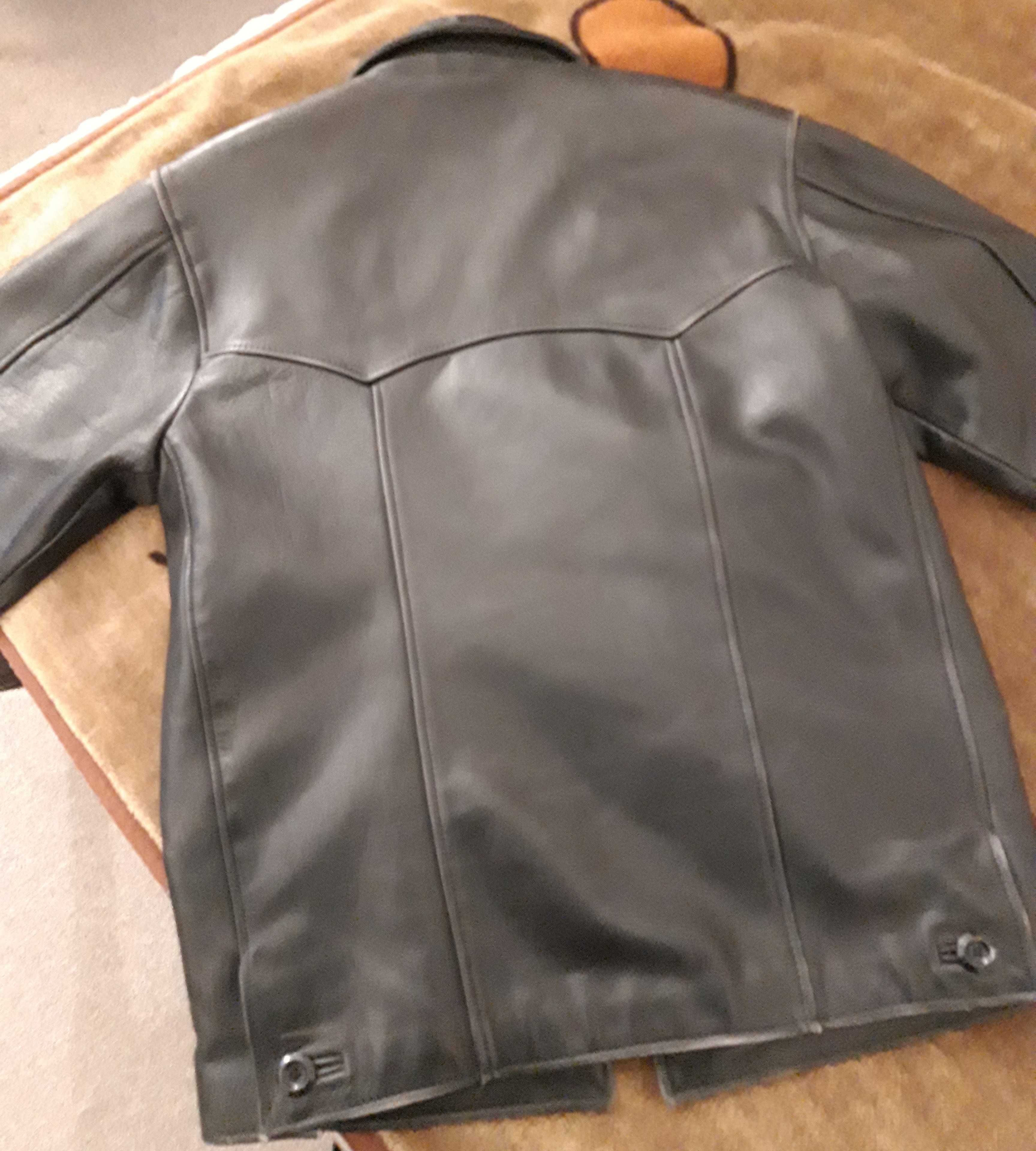 Wspaniała skóra naturalna, kurtka skórzana vintage, oversize L