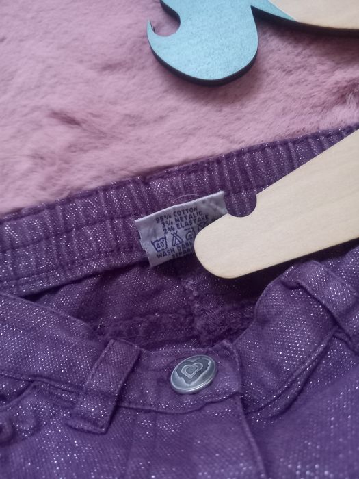 Spodnie dzwony szerokie fiolet srebrną nitką girl2girl 5-6 lat 116 cm